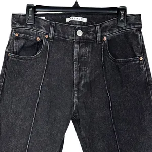 Pacsun SZ 30 Vintage Loose Crop Jeans Button-Fly Hi-Rise Seamed Leg Frayed Black thumbnail 2