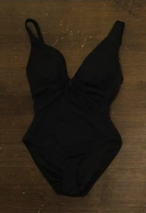 Bleu By Rod Beattie Key Item Plunge Neck One-Piece Swimsuit RBKK25776X Black 8 thumbnail 1
