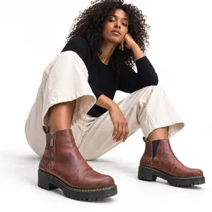 Dr. Martens Rometty II Leather Brown Platform Chelsea Punk Chic Grunge Womens 8 thumbnail 1