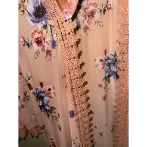 Polly & Esther Fairycore Peach Floral Mesh Duster Cardigan Bell Sleeve Lace L Layering Ethereal thumbnail 3
