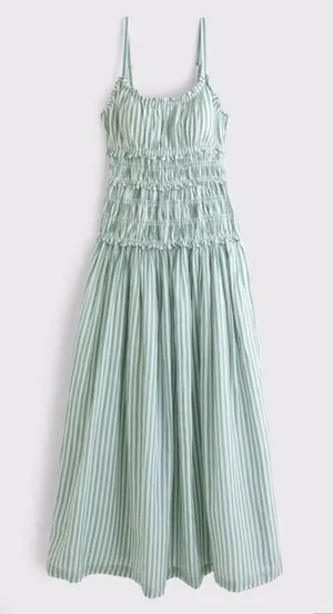 Abercrombie Green Stripe Smock Dress thumbnail 1