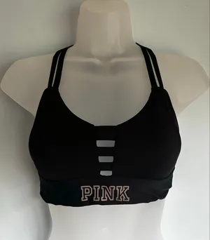 PINK Victoria's Secret Ultimate Sports Bra Bralette Black Strappy XS thumbnail 1