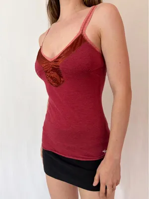 Vintage Abercrombie Red Embellished Elena Gilbert Tank Top thumbnail 7