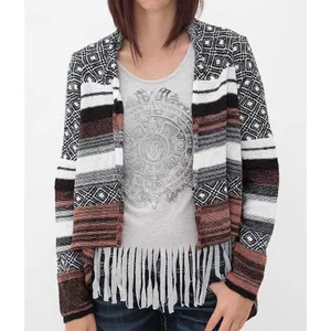 Buckle Striped Fly Away Knit Cardigan Sweater thumbnail 2