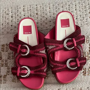 Anthropologie Dolce Vita Ralli Sandals Pink Size 7 Slip On Buckle Thick Strap thumbnail 2