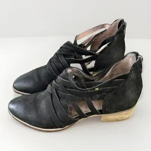 Seychelles Womens Black Leather Strappy Caged Ankle Booties Size‎ 8 Rear Zip thumbnail 2