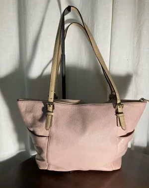 Michael Kors pebbled leather Women's Blush Pink Tote Bag with Tan Straps thumbnail 1