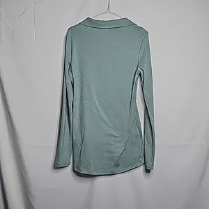 Patty Boutik 1/4 zip light green collared kangaroo pocket long sleeve shirt sz L thumbnail 6