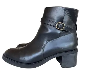 LOFT Women Heel Ankle Boots Black Size 10M Faux Leather Zip thumbnail 1