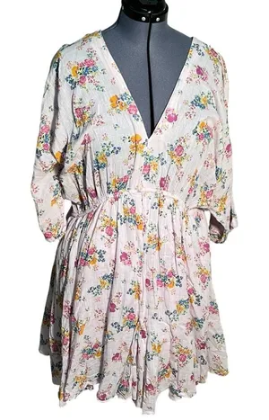 Asos Design‎ Curve Women's Plus Size 20 Dress Light Purple Pink Floral V-Neck thumbnail 1