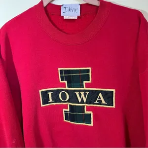 ✨ Vintage Lee‎ Red Iowa Crewneck Sweatshirt Large thumbnail 2