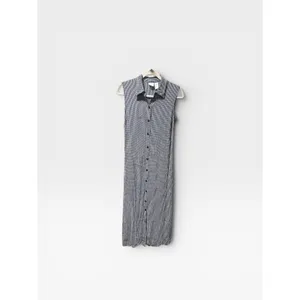VTG 90s Y2K Cherokee Gingham Sleeveless Button Front Midi Shirt Dress M thumbnail 2