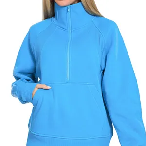 Zenana Half Zip Fleece Sweatshirt with kangaroo Pocket‎ thumbnail 2