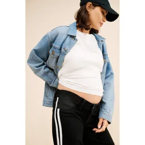 WARP + WEFT Maternity Black Striped Wide Leg Jeans Size 6 / 28 thumbnail 2