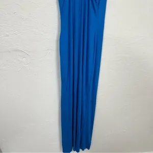 Lulus Blue High Slit Ruched Maxi Dress Women’s M Spaghetti Strap Baddie Bodycon thumbnail 7
