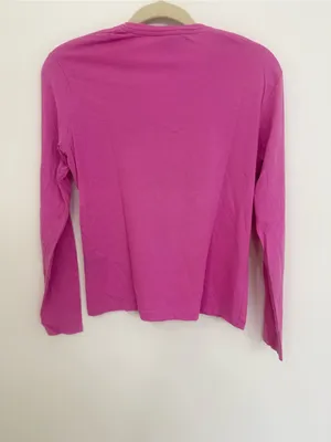 Ralph Lauren Sport Pink V-Neck Long Sleeve Tee with Green Pony women Size Small thumbnail 2