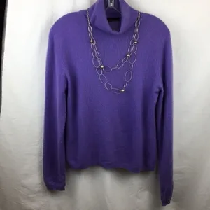 100% Cashmere Lavender Long Sleeve Turtleneck Sweater Croft & Barrow M thumbnail 2