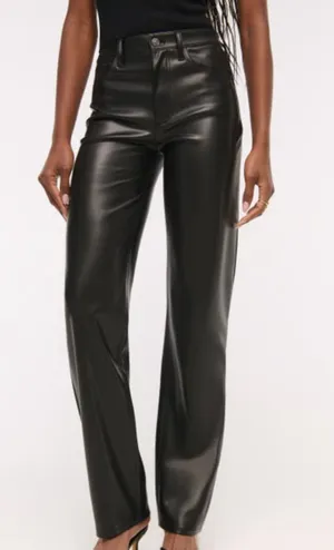 Abercrombie 90s Relaxed High-Rise Leather Pants thumbnail 1