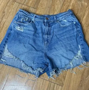 High-Rise Distressed Blue Denim Women’s Shorts thumbnail 1