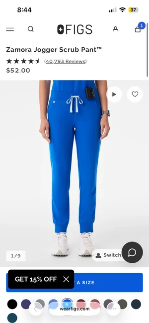 Royal FIGS Blue Scrub Pants and scrub top SET thumbnail 2