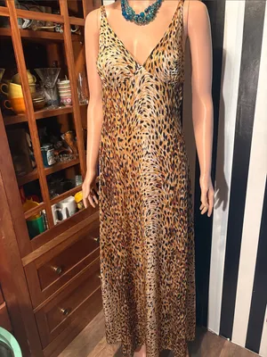 70s Vintage Leopard Print Slip Maxi Dress Sexy Nightgown Dress Size Small 2/4 thumbnail 10