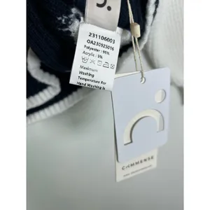 Commense White & Navy Open Collar 1/4 Button Up Sweater S NWT thumbnail 3