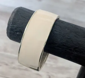 Cream Enamel Chunky Hinged Bracelet thumbnail 1