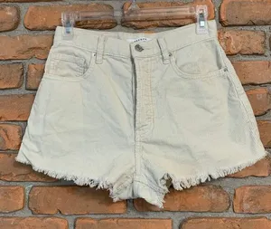 PacSun Womens 26 Shorts Cream Corduroy‎ Butterfly High Rise Vintage Style Cotton thumbnail 1