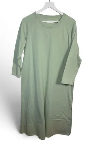 LAKE Pajamas 100% Cotton Sweatshirt Midi Dress in Light Moss Green W2484 Sz XL thumbnail 1