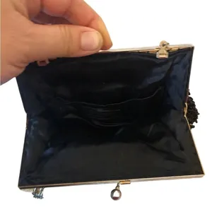Vintage black beaded formal purse evening bag special occasion Holiday party thumbnail 5