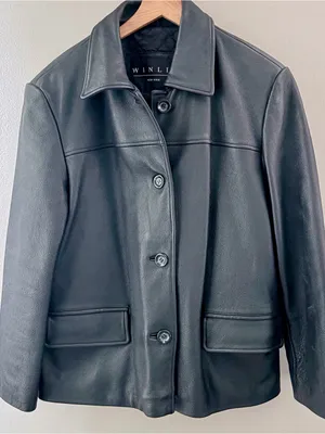 90s Vintage Women’s Black Leather Coat Medium Winlit New York thumbnail 4