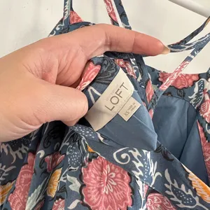 LOFT strappy floral sun dress | blue, pink, yellow thumbnail 4