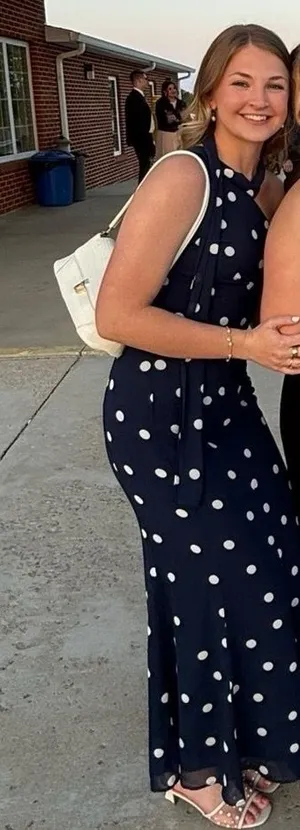 Navy Polka Dot Dress Blue Size 6 thumbnail 1