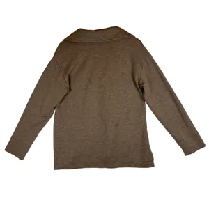 Haven Well Within Brown Johnny Collar V-Neck Pullover Sweatshirt Pockets Small thumbnail 2