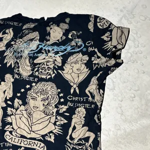 Ed Hardy Women's Tiger Mini AOP T Shirt Dress Fitted Crew Neck Y2K SZ M RARE thumbnail 9