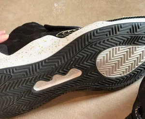 adidas Black and Gold Mesh Athletic Shoes thumbnail 1