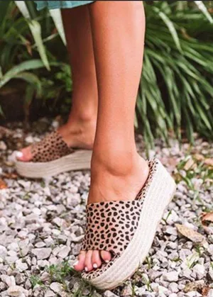 Bamboo Cheetah Print Espadrille Platform Slip On thumbnail 1
