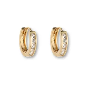 12mm CZ Small Gold Hoop Earrings for Women Men thumbnail 3