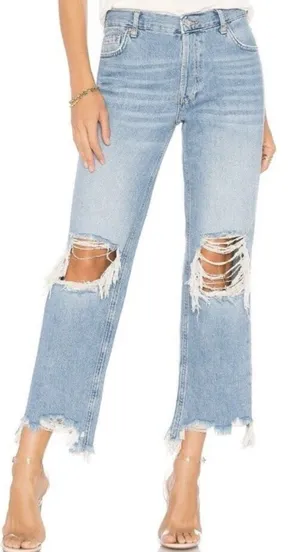 Free People We The Free Maggie Heavily Distressed Crop Jeans thumbnail 1