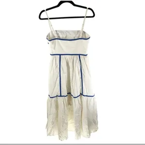 Indikah White Blue Striped Midi Dress thumbnail 3
