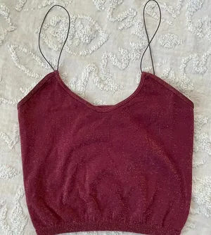 Free people Intimately Glitter Maroon Tank Top thumbnail 1