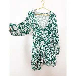 Free People Rebecka Floral Ruffled Mini Dress Size Medium Emerald Green thumbnail 11