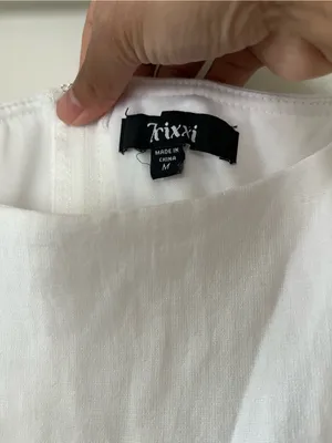 Trixxi White Puff Sleeve Wrap Mini Dress Medium Coastal European Summer Beach thumbnail 5
