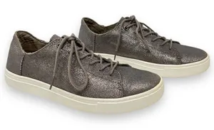 TOMS Lenox Pewter Metallic Leather Casual Lace Up Women's Sneakers Size 8.5 thumbnail 1