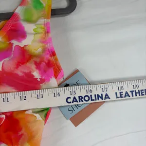 Shade & Shore Watercolor Floral Tie Front One Piece‎ Swimsuit High Leg Cheeky M thumbnail 8