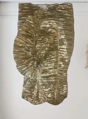 ✨Jessica McClintock Gunne Sax Vintage Strapless Metallic Gold Mini Sz 7/8 Dress✨ thumbnail 1