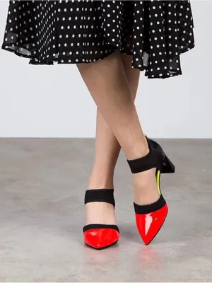United Nude Red and Black Pointed Toe Mary Jane Heels Size 37 or 6.5 thumbnail 1
