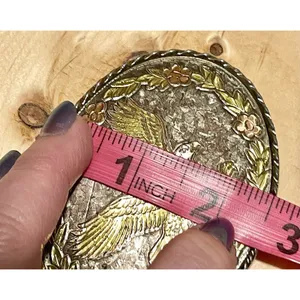 Vintage Eagle Belt Buckle Made In USA Mixed Metal Silver Gold Copper Oval thumbnail 10