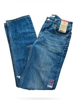 Levi’s Low Pro Straight Jeans Women’s Size 25 Mid Rise Distressed Blue Denim NWT thumbnail 5