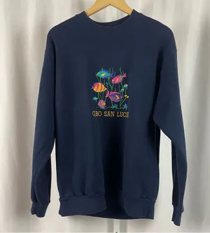 Vintage International Jeans Large Cabo San Lucas Fish Sea Crewneck Embroidered thumbnail 1